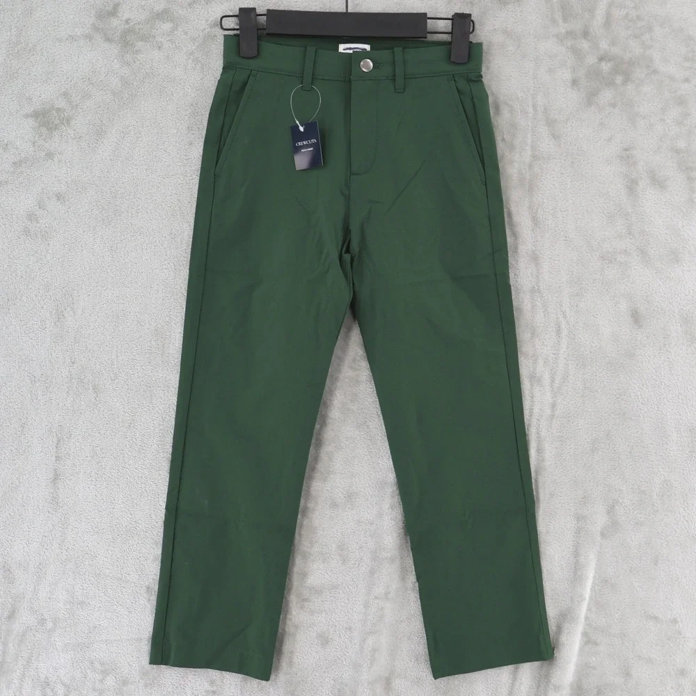Crewcuts Slim Tech Chino Boy 7 Green Performance Adjustable Waist Preppy $70 NWT